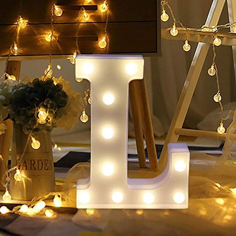 AmazonSmile : Amzure LED Marquee Letter Lights Sign 26 Alphabet Light Up Marquee Letters Sign for Perfect for Events or Home Décor Night Light Wedding Birthday Party Battery Powered Lamp Bar Decoration (L) : Garden & Outdoor Letter Lights Wedding, Alphabet Lighting, Lighted Marquee Letters, Free Standing Letters, Christmas Lamp, Plastic Letters, Digital Light, Light Up Letters, Novelty Lights