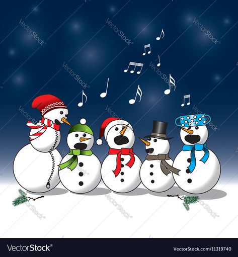 Singing Snowman, Blue And White Background, Centerpiece Party, Ig Aesthetic, Christmas Cover, Christmas Card Art, Window Art, Christmas Carol, Choir