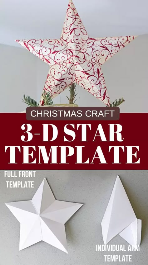 Christmas Tree Topper Craft, Craft Ideas For Beginners, Diy Tree Topper, Diy Christmas Star, Christmas Tree Star Topper, Diy Christmas Tree Topper, Christmas Tree Tops, Christmas Topper, Star Template