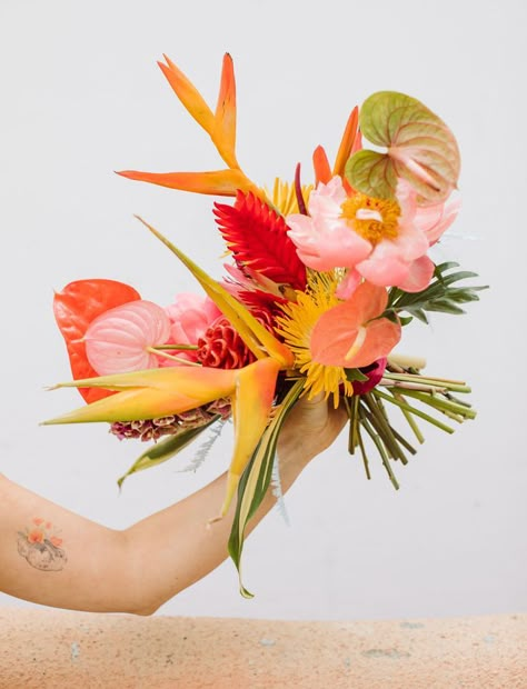 Eclectic Bridal Party, Vibrant Color Wedding, Jungle Bouquet, Pride Photoshoot, Tropical Bridal Bouquet, Tropical Wedding Bouquets, Colorful Weddings, Filipino Wedding, Az Wedding