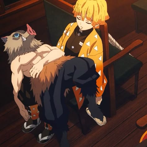 Inosuke And Zenitsu, Demonslayer Inosuke, Inosuke Zenitsu, Bakugou Manga, Anime Demon Slayer, Demon King Anime, Demon King, Anime Aesthetic, Kimetsu No Yaiba