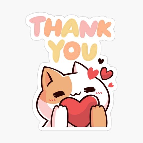 Get my art printed on awesome products. Support me at Redbubble #RBandME: https://www.redbubble.com/i/sticker/Thank-You-Cute-Kawaii-Cat-by-Neos-Clothing/154273356.EJUG5?asc=u Thank You Kawaii, Thank You Cute Cartoon, Thank You Cartoon, Cute Thank You Stickers, Thank You Sticker Design, Cute Thank You, Cat Graphic Design, Funny Laptop Stickers, Thank You Images