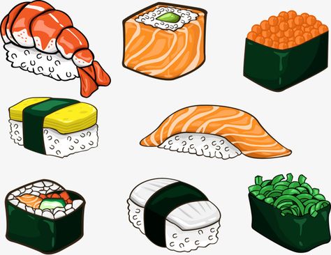 Sushi Png, Sushi Decoration, Sushi Drawing, Sushi Cartoon, Miyazaki Anime, Japanese Food Illustration, Sushi Japanese, Sushi At Home, 귀여운 음식 그림