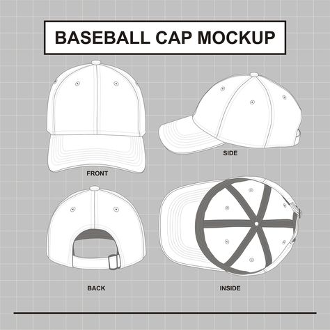 Baseball Cap Mockup Vector Illustrator Template Etsy Baseball Cap Template, Cap Template, Hat Mockup, Cap Drawing, Clothing Templates, Apparel Design Inspiration, Cap Mockup, Hat Template, Flat Drawings