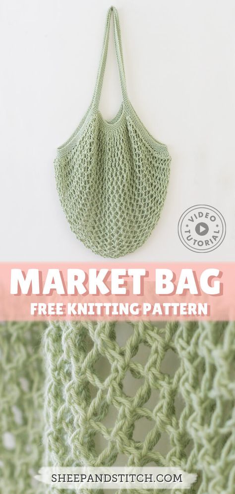 Knitted market bag Knitted Bags Diy, Knit Variegated Yarn Patterns, Knitted Shopping Bags Free Patterns, Simple Free Knitting Patterns, Simple Knit Projects, East Knit Projects, Beginner Friendly Knitting Pattern, Easy Knitting Gifts, Begginer Knitting Project