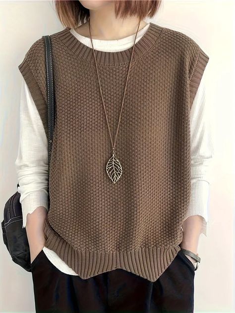 Ladies Waistcoat, Chaleco Casual, Womens Black Vest, Winter Pullover, Sweater Vest Women, Sleeveless Pullover, Casual Vest, Mua Sắm, Sleeveless Vest