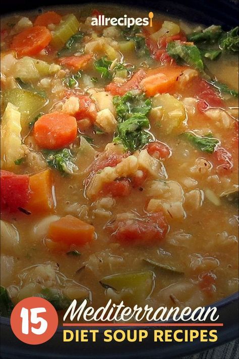 Mediterranean Minestrone Soup Recipe, Chicken Soup Mediterranean, Meditrainian Soup, Soups On Mediterranean Diet, Mediterranean Diet Potato Soup, Soup Mediterranean Diet, Meditterean Diet Soup Recipes, Mediterranean Diet Minestrone Soup, Mediterranean Cabbage Soup