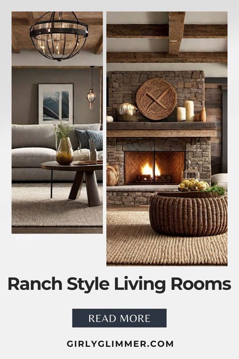 Embrace the charm of ranch-style living with our collection of living room decor ideas. From exposed wooden beams and stone fireplaces to cozy corners and Western-inspired accents, discover how to blend rustic elegance with comfort. Transform your living space into a warm, inviting retreat.Ranch-Style Living Room Design Tips | Sophisticated Rustic Living Room Inspirations | Elegant Ranch Home Living Spaces | Modern Rustic Living Room Trends | Cozy Ranch-Style Living Decor. Living Room Decor Ideas Rustic, Rustic Living Room Decorating Ideas, Room Decor Ideas Rustic, Modern Rustic Living Room, Stone Fireplaces, Living Room Decor Rustic, Living Room Trends, Living Room Decorating Ideas, Living Room Decorating