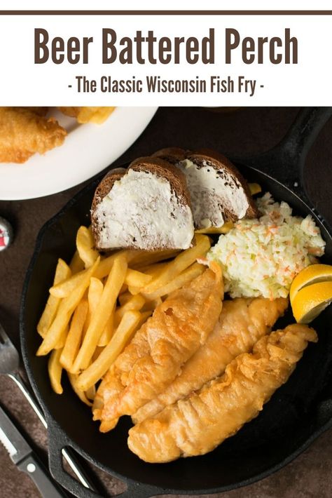 A recipe for beer battered perch and the classic Wisconsin fish fry! #fish #seafood #beer Perch Recipes, Fried Fish Batter, Ocean Perch Recipes, Ocean Perch, Fish Batter Recipe, Fish Fillet Recipe, Deep Fried Fish, Fry Fish, Seafood Dish Recipes