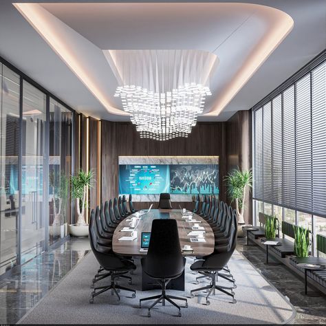 Meeting Room на Behance Saloon Decor, Conference Room Design, Meeting Room Design, Commercial And Office Architecture, Office Interior Design Modern, Modern Office Interiors, Dark Modern, Event Design Inspiration, Luxury Office