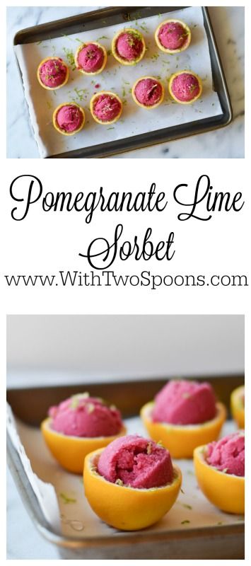 Pomegranate Sorbet, Frozen Pomegranate Recipes, Vegan Pomegranate Recipes, Pomegranate Sorbet Recipe, Lime Sorbet, Pomegranate Recipes, Sorbet Recipes, Homemade Ice Cream, Sweet Desserts