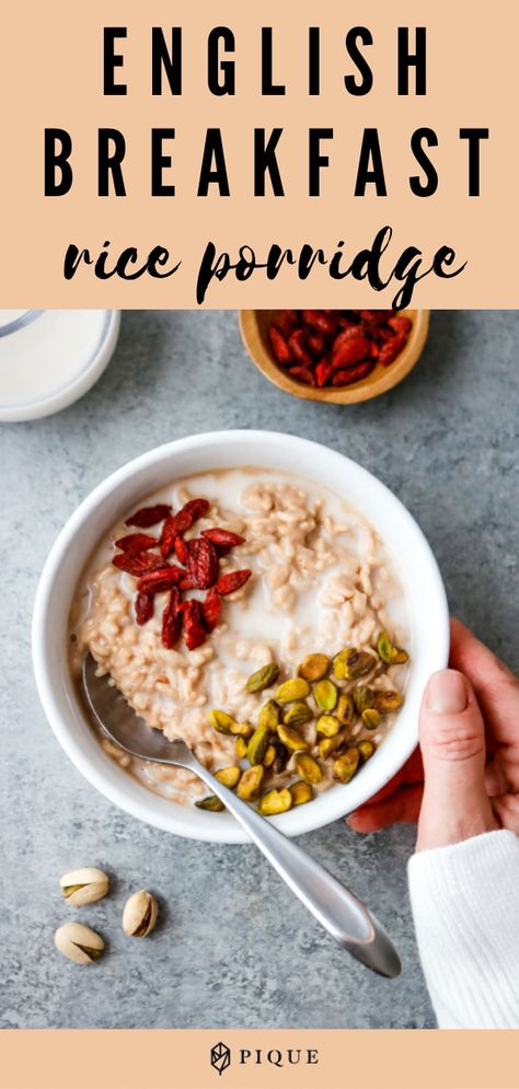 Pique Recipe, Rice Breakfast, British Breakfast, Breakfast Rice, Dried Goji Berries, Breakfast Porridge, Porridge Recipes, Rice Porridge, Breakfast Meal