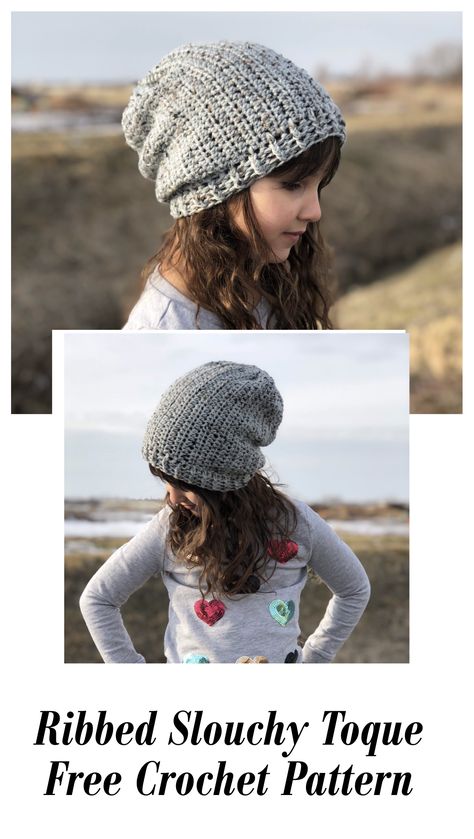 The Tweed Toque Free Crochet Pattern — Stitch & Hustle Crochet Toque, Ribbed Crochet, Crochet Hat Free, Crochet And Knitting, Garment Pattern, Crochet Cap, Diy Knitting, Crochet Hat Pattern, Crochet Beanie