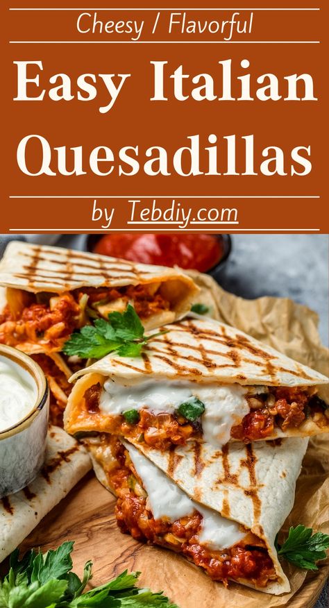 Cheesy And Flavorful Italian Quesadillas Recipe Italian Quesadilla, Best Quesadilla Recipe, Mozzarella Balls Recipe, Quesadillas Recipes, Pizza Grilled Cheese Recipes, Cheesy Garlic Bread Recipe, Pizza Grilled Cheese, Quesadilla Recipe, Pizza Sandwich