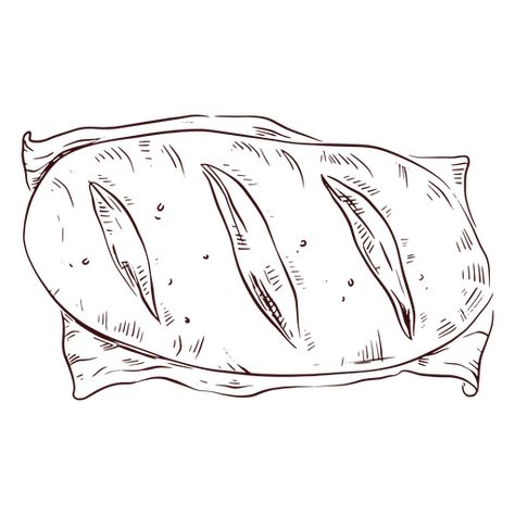 Bread Loaf Drawing, Bread Drawing Simple, Drawing Of Bread, Bread Drawing, Bread Card, Tartine Bread, Village Bakery, Speed Draw, Red Tent