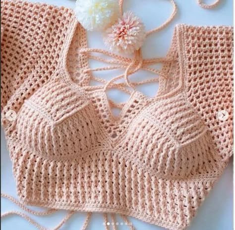 Crochet Blouse Pattern, Crochet Bra, Crochet Crop Top Pattern, Mode Crochet, Crochet Ladies Tops, Clothes Crochet, Kids Crochet, Crochet Summer Tops, Haken Baby