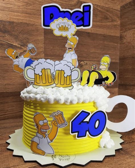 Topo De Bolo Homer Simpsons Para Imprimir | Bolo Simpsons Bolo Simpsons, Simpsons Cake, Simpsons Party, Beer Cake, Adult Birthday Cakes, Birthday Cakes For Men, Cakes For Men, Homer Simpson, Cake Designs Birthday