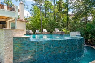 Infinity Edge, Negative Edge, Vanishing Edge and Rimless Pools - Beach Style - Pool - New York - by J. Tortorella Swimming Pools | Houzz Negative Edge Pool Ideas, Infinity Pools Built Into Hillside, Infinity Edge Pools, Transitional Backyard, Negative Edge Pool, Country Pool, Vanishing Edge Pool, Contemporary Backyard, Pool Pictures