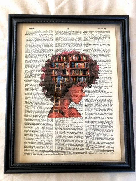 Book Page Collage Wall, Antique Library, Room Vibes, Library Art, Book Page Art, Wichita Falls, Dictionary Prints, Creative Books, English Classroom