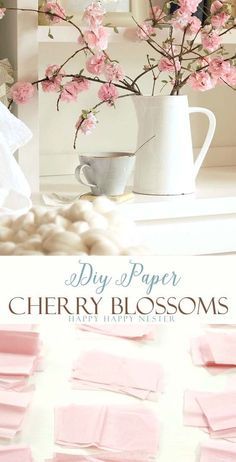 Paper flowers diy tutorial using tissue paper. Easy to make cherry blossoms that you attach to a real branch. These flowers are beautiful for your home. Spring Paper Flowers, Diy Paper Flowers Tutorial, Diy Fleur, Diy Shows, Diy Flores, Fleurs Diy, How To Make Paper Flowers, Paper Flowers Craft, Tissue Paper Flowers