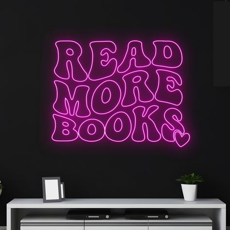 #CustomNeonSigns #UniqueLighting #NeonDesign #BrightIdeas  #WeddingNeonSigns #WeddingDecor Neon Store, Wall Room Decor, Reading Club, Read More Books, Personalized Quotes, Walls Room, Sign Wall, Custom Neon Signs, Led Signs