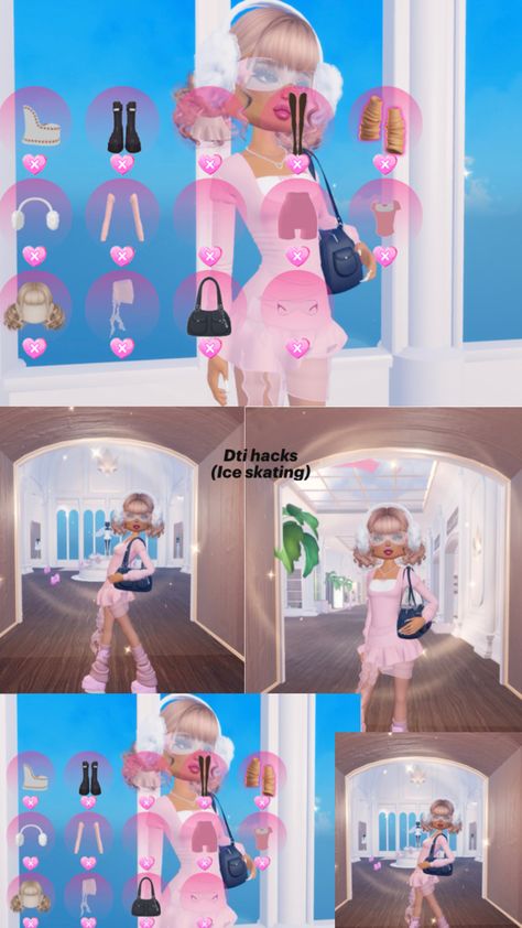 Dress to impress hacks!  If you do use you don’t need to give credit 💗 Cute Dti Hacks, Cute Dti Dress Hacks, Skirt Hacks Dti, Dti Skirts Codes, Skirt Hacks, How To Get New Dti Dress, Dti Hacks, Ice Skating, Figure Skating