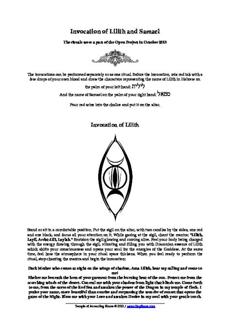 Invocation of Lilith and Samael The rituals were a part of the Open Project in October 2013The invocations can be perf... Lilith And Samael, Immortal Soul, Witch Supplies, Ancient Queen, Magic Tattoo, Magick Book, Occult Art, Triple Goddess, Symbolic Jewelry