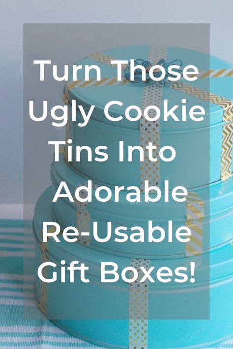 Upcycle your old cookie tins into useful, reusable gift boxes. diy | diy home decor | diy upcycles | upcycles | christmas cookie tins | christmas| cookie tins | tin boxes |diy decor | diy | diy and crafts | gift ideas Spice Tin Crafts, Repurpose Cookie Tins, Christmas Cookie Tin Ideas, Cookie Tins For Christmas, Upcycle Cookie Tins, Biscuit Tin Upcycle, Diy Locker, Usable Gifts, Cheese Box