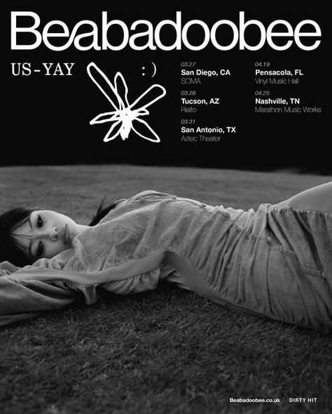 beabadoobee on Instagram: "we added some new shows in america 🤯 see u there 🦋 tix on sale friday 12pm est link in stories 🤍" Prom Posters, College Poster, Tour Poster, Music Poster Design, Dorm Posters, Poster Boys, Poster Room, Collage Poster, Vinyl Music