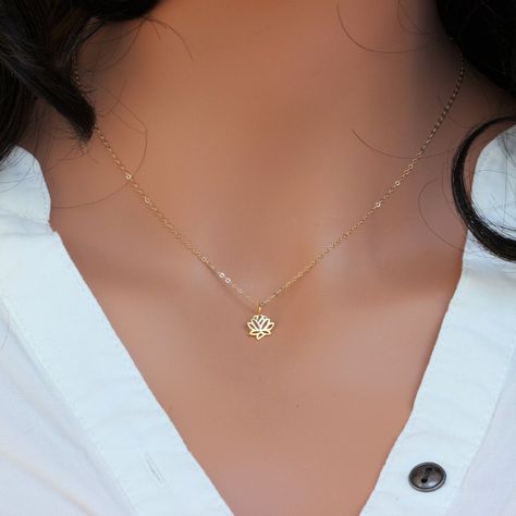 Necklace Pendent, Real Gold Necklace, Lotus Flower Necklace, South San Francisco, Yoga Necklace, Lotus Jewelry, Lotus Necklace, Lotus Pendant, Gold Lotus