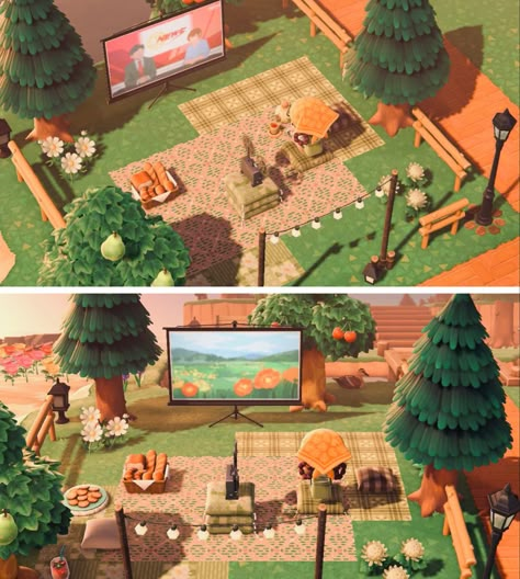 Acnh River Side Ideas, Animal Crossing Normcore Island, Acnh Diy Areas, Acnh Area Inspiration, Acnh Patio Ideas, Animal Crossings Layout Ideas, Animal Crossing Lookout Ideas, Acnh Grill Area, Animal Crossing Hippie Island