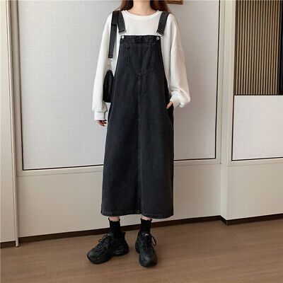 Skirt Overalls Outfit, Outfit With Overalls, Oversized Style Women, Overall Dress Outfit, Japan Style Outfits, Oversize Outfits, Taman Safari, Dress Overalls, Overalls Dress