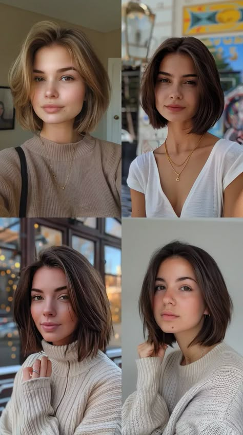 26 Popular Blunt Bob Hairstyles and Cuts That Are Hot This Year - TrendyVibes A Line Bob, Choppy Bob Haircuts, Haircuts For Medium Length Hair, Ponytail Hairstyles Easy, Short Hair Lengths, Layered Haircuts For Medium Hair, Corte Bob, Dye Ideas, Lob Haircut