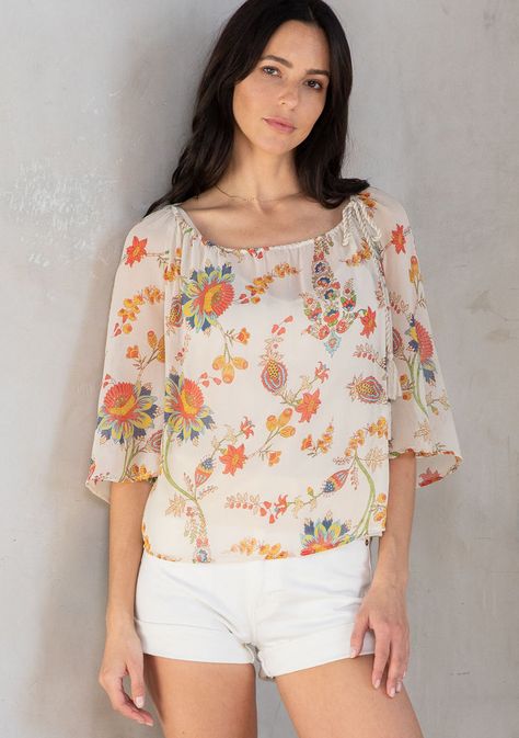 Printed chiffon tops