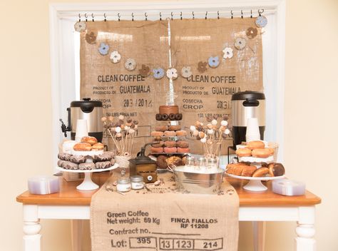 Coffee Themed Party, Starbucks Birthday Party, Coffee Baby Shower, Coffee Bridal Shower, Starbucks Birthday, Diy Donuts, Donut Bar, Coffee Party, Graduation Party Themes