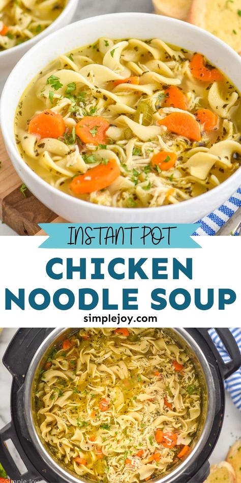 Instant Pot Chicken Noodle Soup is so easy to make, and is the ultimate comfort food. Throw it together and let your pressure cooker do the bulk of the work! Easy Marry Me Chicken, Instant Pot Chicken Noodle Soup, Instant Pot Chicken Noodle, Marry Me Chicken Pasta, Chicken Recipe Easy, Best Chicken Noodle Soup, Marry Me Chicken Recipe, Chicken Noodle Soup Easy, Instant Pot Pasta Recipe