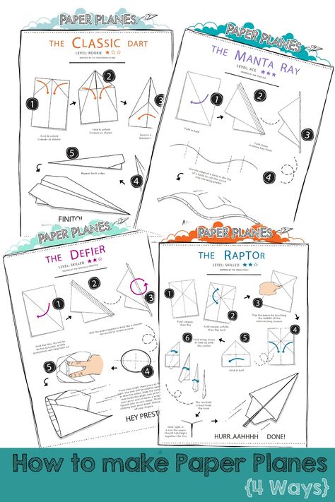 How to fold paper planes. Instructions for 4 different types of paper plane Paper Airplanes Instructions, Origami Plane, Paper Aeroplane, Paper Planes, And So It Begins, Origami Instructions, Paper Airplane, Paper Airplanes, Paper Plane