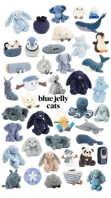 Jelly Cat Wallpaper, Jelly Cat Collection, Octopus Jellycat, Cute Jelly Cats, Jelly Cats Stuffed Animals, Matching Jelly Cats, Blue Jellycat, Jelly Cats Aesthetic, Jellycat Aesthetic