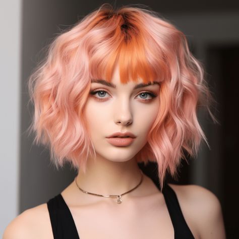 53 Must-Try Money Piece Hair Highlights To Transform Your Look Peach And Copper Hair, Peach Coral Hair, Money Piece Hairstyle, Pastel Hair Short, Pink Orange Hair, Money Piece Hair Color, Piece Hair Color, Orange Hair Color Ideas, Coral Hair Color