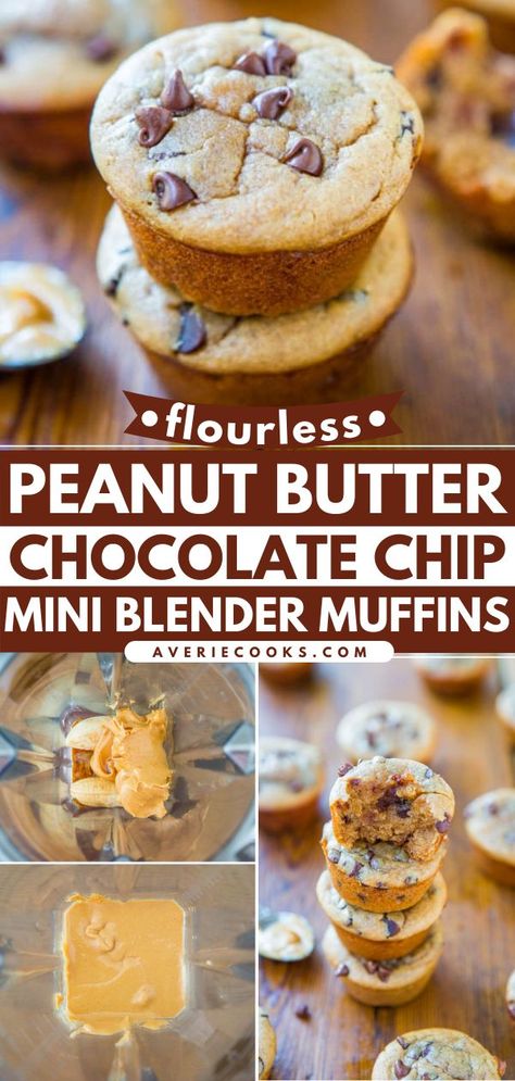 Flourless Peanut Butter Chocolate Chip Mini Blender Muffins, back to school recipes, breakfast muffins Flourless Chocolate Chip Muffins, Flourless Double Chocolate Peanut Butter Muffins, Flourless Peanut Butter Muffins, Easy Blender Muffins, Flourless Blender Muffins, Flourless Peanut Butter Banana Muffins, Gluten Free Peanut Butter Muffins, Pb Fit Muffins, Easy Healthy Chocolate Chip Muffins