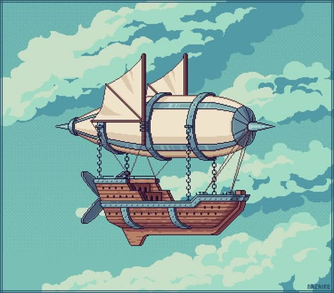 Ship Boat, Ship Fantasy Art, Ship Photography, Flying Ships, Ship Pixel Art, Blimp Concept Art, Sky Ship, Air Ship, Fantasy Ship