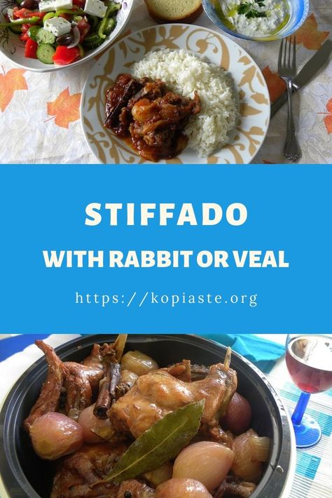 Greek Stew, Rabbit Recipes, Veal Stew, Rabbit Stew, Greek Cooking, Rabbit Food, Greek Food, Greek Salad, Healthy Soup