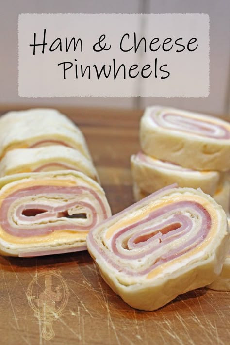 Easy Ham And Cheese Roll Ups, Han And Cheese Pinwheels, Ham Finger Sandwiches, Ham Turkey Pinwheels, Cold Pinwheels, Pin Wheel Sandwiches Recipes, Cold Pinwheel Recipes, Rollup Appetizers, Ham And Swiss Pinwheels