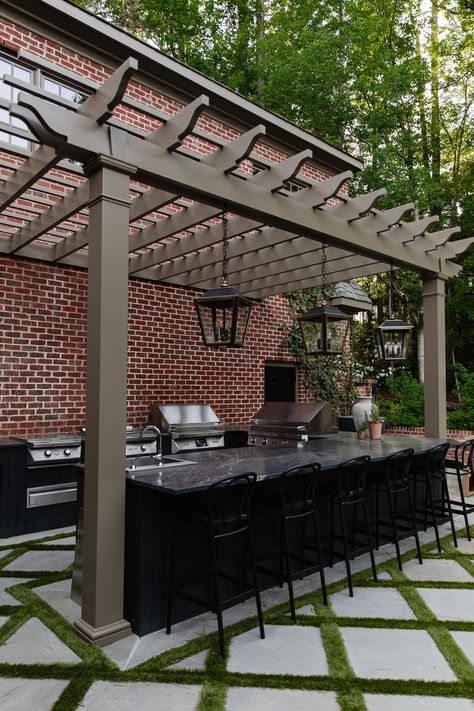 3 Things I Would Change About Our Outdoor Kitchen - Chris Loves Julia Window Trim Color, Exterior Window Trim, Shading Ideas, Modern Traditional Home, Exterior Window, Window Trim Exterior, Chris Loves Julia, White Windows, Windows Exterior