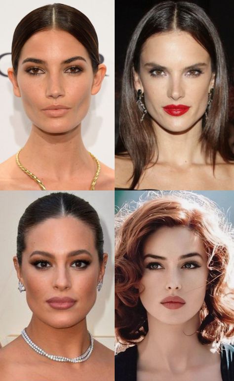 lily aldrige, alessandra ambrosio, ashley graham, and monica bellucci headshots Dramatic Essence Face, Classic Essence Makeup, Classic Essence Kitchener, Dramatic Classic Hairstyle, Romantic Essence Makeup, Dramatic Romantic Style, Classic Style Essence, Classic Archetype, Kitchener Essence