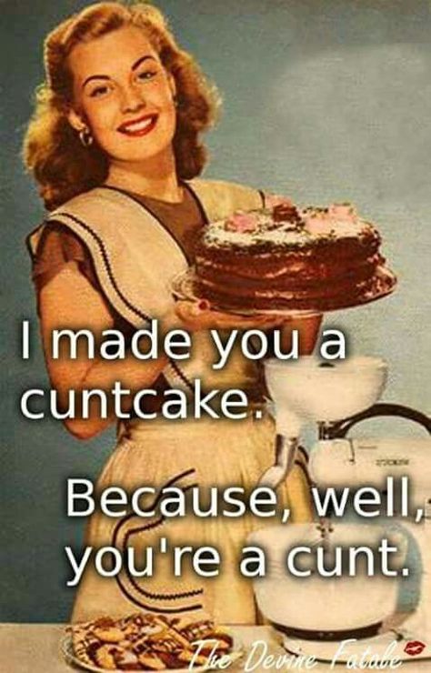 I Made You A Cuntcake... Vintage Pasta, Rum Cake Recipe, Cooking Humor, Vintage Housewife, Happy Housewife, Retro Housewife, Vintage Baking, Vintage Cooking, Rum Cake