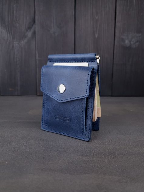 mens wallet, money clip, gift for man, groomsmen gift, coin pocket, mini leather wallet, leather wallet, gift for father Blue Money, Wallet With Coin Pocket, Wallet Minimalist, Mens Wallet, Gift For Father, Clip Wallet, Pocket Wallet, Groomsmen Gift, Money Clip Wallet