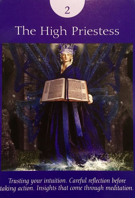 The High Priestess, from the Fairy Tarot Cards, by Doreen Virtue Ph.D and Radleigh Valentine Fairy Tarot Cards, Radleigh Valentine, Spirit Signs, Angel Tarot Cards, The High Priestess, Tarot Magic, Angel Tarot, Angel Oracle Cards, Oracle Card Reading