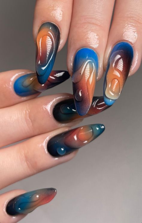 Water Nails Design, Maquillage On Fleek, Nagellack Trends, Colorful Nail Art, Colorful Nail, Her Nails, Fire Nails, Funky Nails, Dream Nails