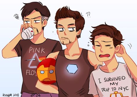 The life stages of Tony Stark growing up << no.... that’s Strange, Tony, and Peter Steven Strange X Tony Stark, Stark X Strange, Tony And Strange, Tony X Strange, Ironstrange Family, Supreme Family, Strange Family, Stark Family, Toni Stark